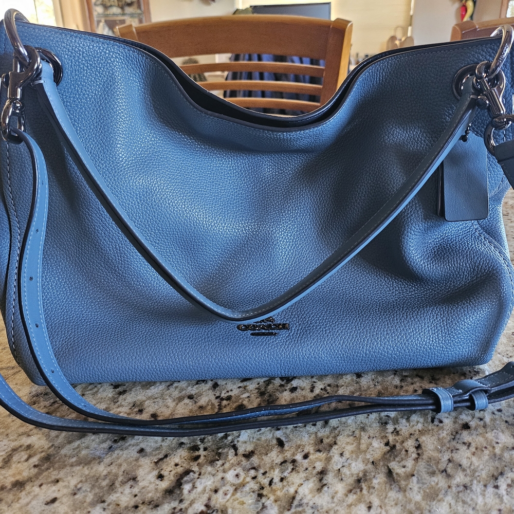 Coach F24947 Pebbled Blue/Gunmetal Nomad Shoulder/Crossbody